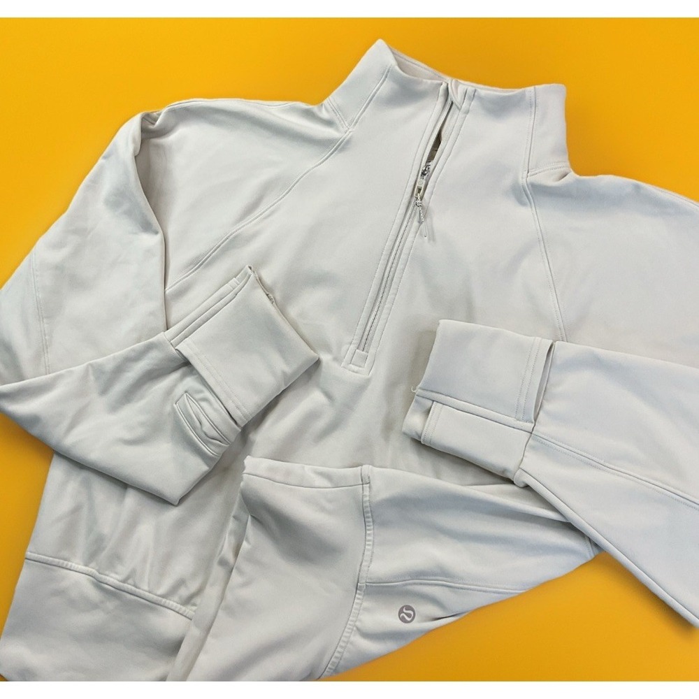 Lululemon Ready To Rulu 1/2 Zip Sweater Pullover LW3IHGS Cream Opal Women Sz 6